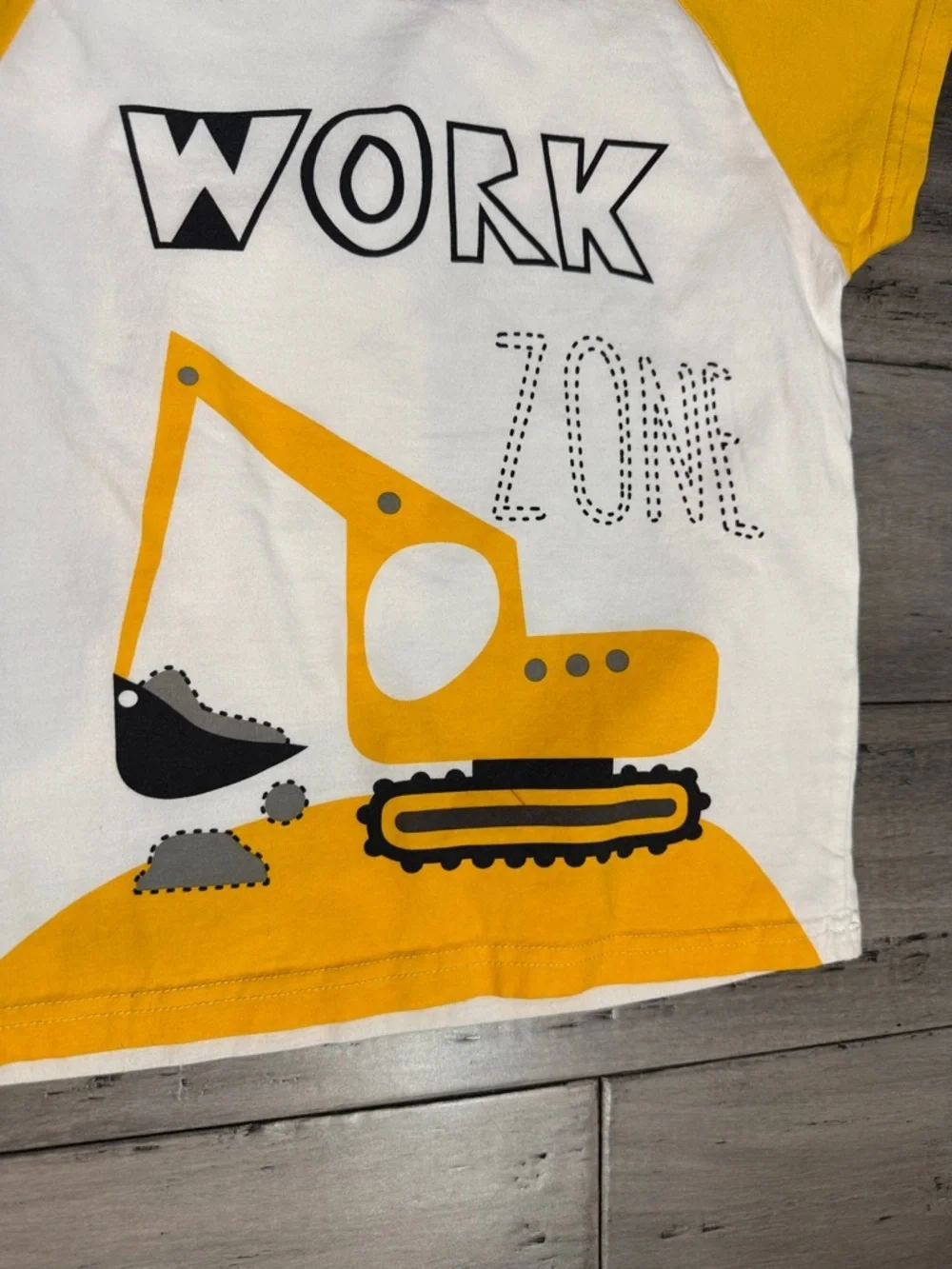 NWOT Kids Yellow & White 'Work Zone' Construction Tee